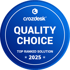 Collaborator — бейдж Quality Choice, круглий синій дизайн із білим текстом від Crozdesk