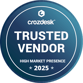 Collaborator — бейдж Trusted Vendor, темно-синій круглий дизайн із білим текстом від Crozdesk